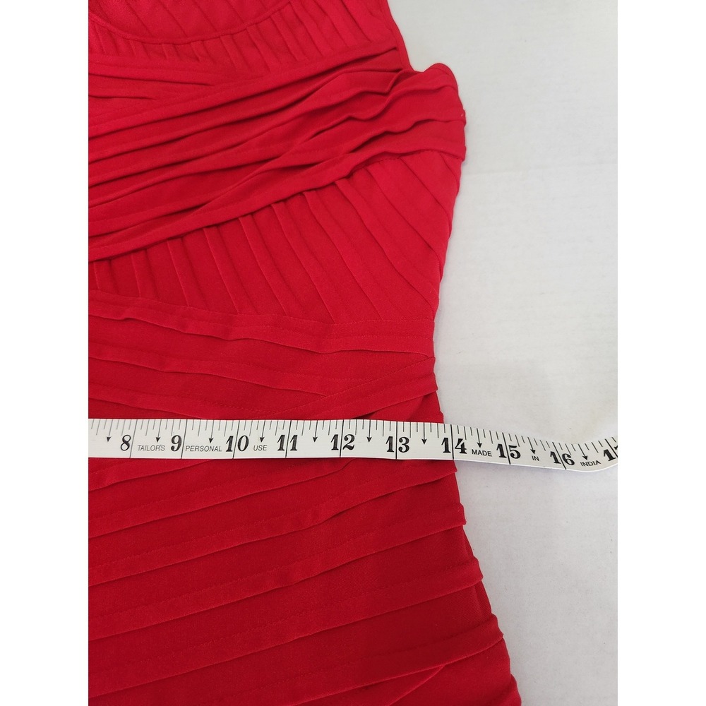 Calvin Klein Red Bandage Bodycon Sheath Dress Sleeveless Pleated Scoop Neck - Picture 4 of 6